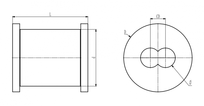 128mmの円形の造るねじは対ねじ押出機のために分ける0 106mmの中心間距離のhdpeの管の放出の行を突進する
